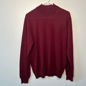 Montechiaro Vintage Mock Neck Wool Sweater Size 52/ Large Made In Italy Red